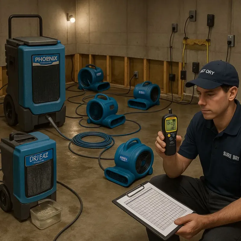 Structural Drying and Dehumidification process in Freedom, CA
